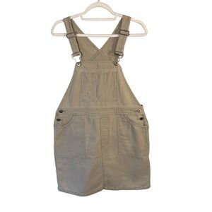 Attitude Khaki Overall Utility Dress Size M Casual Neutral Layering Cotton